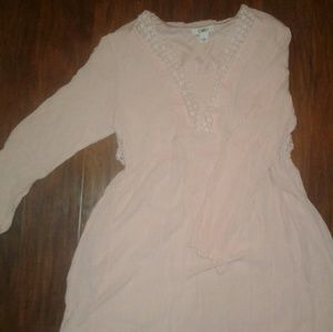Cato Baby Pink Long Sleeve Tunic w/ Lace Size L